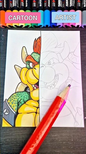 I Draw ✨️Bowser✨️ into 2 EPIC Styles | Super Mario Galaxy #mariomovie #art #drawing