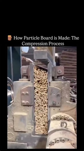 How Everything Made on Instagram: "Particle board is made by turning leftover wood into a strong, uniform panel — using pressure, heat, and resin to lock everything together. It starts with wood waste: sawdust, wood chips, shavings, and offcuts from sawmills and furniture factories. These scraps are cleaned, sorted, and broken down into consistently sized particles. Next, the particles are dried to remove moisture, then mixed with resin binders (usually urea-formaldehyde). Wax may also be added 