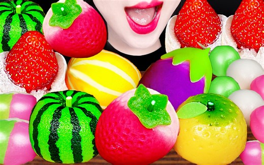 Jane ASMR FRUIT MOCHI STRAWBERRY DANGO EATING