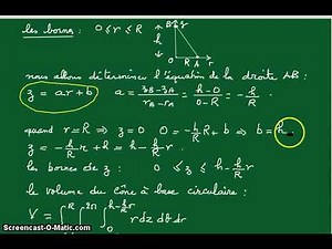 calcul du volume d'un cône par intégrale -coordonnées cylindriques- 1ère année universitaire