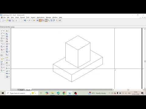 Square Prism resting on Square Slab Computer Aided Engineering Drawing (CAED) | Isometric Projection