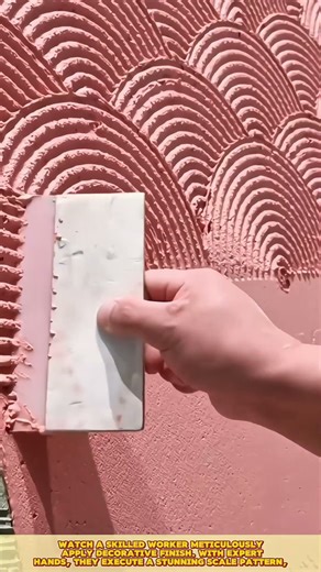 Best Method of Skilled Worker Creating Semi-Circular Textured Wall Plaster Patterns