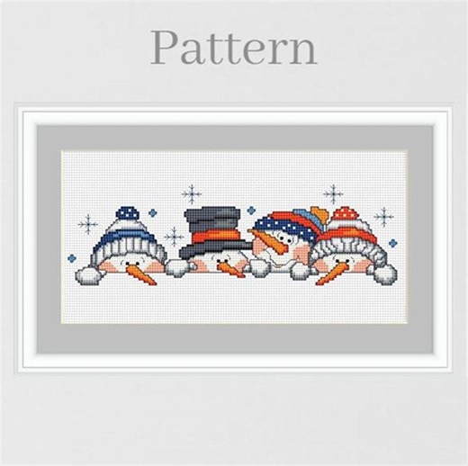 Snowman Cross Stitch Pattern for Christmas Xstitch - Etsy