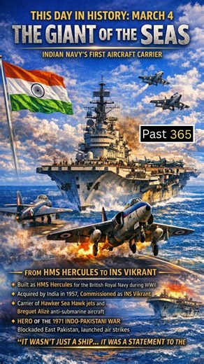 India’s First Aircraft Carrier: INS Vikrant|Check Description|#past365 #history#shorts #space #ship