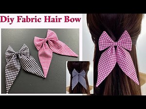How to make Easy Fabric Bow | Sailor Hair Bow Tutorial | Hair Accessories, Hair Clip, Lazos de tela