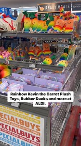 20K views · 20 reactions | Rainbow Kevin the Carrot Plush Toys, Rubber Ducks and more at ALDI. #KevinTheCarrot #aldispecialbuys #pride2025 | Baby Deals UK | Facebook