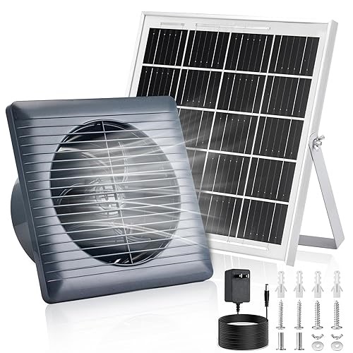 Prozilon Solar Exhaust Fan with 25W Solar Panel, 6" Solar Powered Vent Fan for Chicken Coop, Greenhouse &&