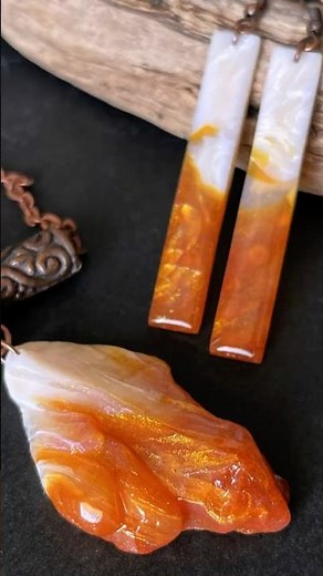 Faux Citrine Crystal or Orange Calcite with Polymer Clay