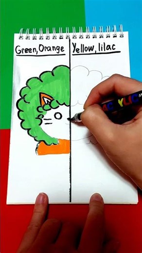 Drawing a Kitten with a Round Wig Using Markers #art #drawing