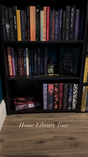 Selene on Instagram: "A Book Dragon home library tour! New bookcases (yes at the top of my stairs because if you’re not willing to possibly fall to untimely demise do you even love your books?!) Plus many new indie and gorgeous books added to the collection! As all home libraries do, I have a derpy “chaos corner” in my bedroom with 2 more overly staked shelves, maybe one day I’ll be brave enough to show those! #homelibrary #bookdragon #booksaremagic#prettybooks #happyplace"
