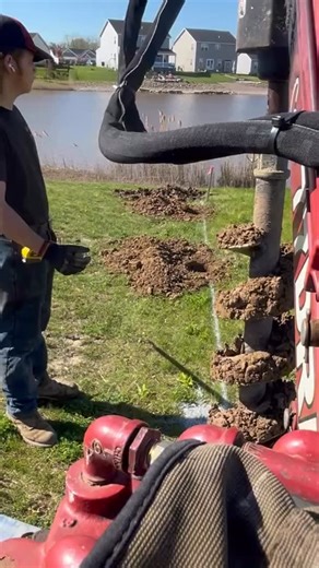 Amherst NY fence holes being drilled for a fencing company. This is for a Vynil fence with 5” x 5” square posts. We recommend a 12” diameter hole for this size post. This will give you plenty of room for concrete, along with some wiggle room in case we run into any debris in the ground that might cause the auger to kick off a bit. | Bill's Post Hole Service
