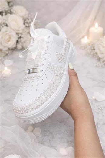 Modern Bride Custom Airforce 1s for Wedding Day - Etsy