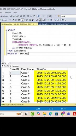 SQL Tricks | Round Timestamps To Nearest 15-Min-Window #sqltricks #fallintoshorts