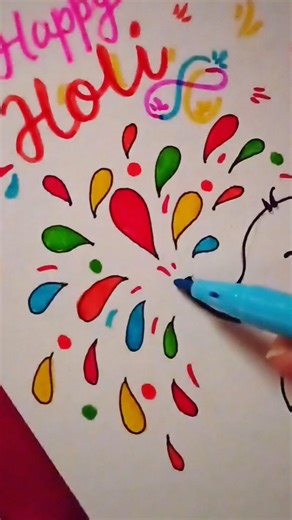 Happy Holi Card | Watch part-1 for cute elephant drawing #happyholi #holispecial #calligraphy