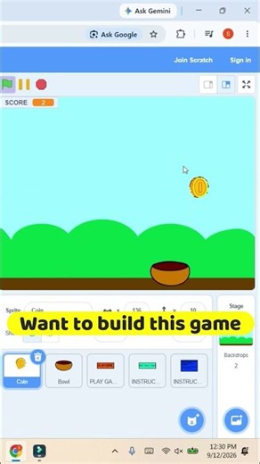 Catching game in scratch|#shorts#coincollector#game#scratch #games#coding#gaming#codingforkids#trend