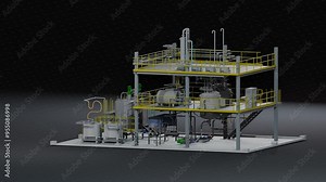 Industrial refinery plant seamless 3d loop animation realistic