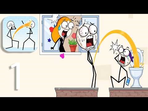 Fun Stickman Puzzle Trolling Games - Toilet Time - Levels 1 -50 - Gameplay Walkthrough