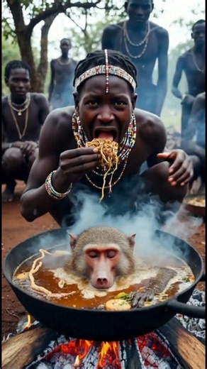 Hadza Tribe Survival Cooking Over Fire | Ancient Bush Food Tradition