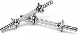 [Hot Item] Standard Dumbbell Handles Fitness Threaded Chrome Straight Bar Power Lifting Weightlifting Barbell Bar with Ring Collars
