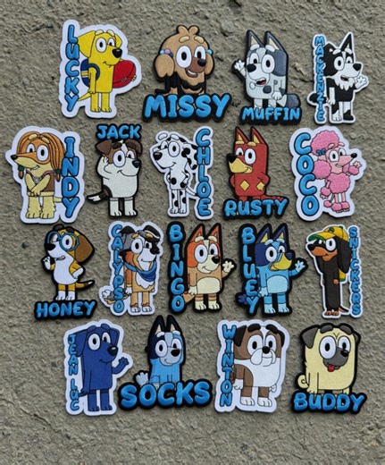 Custom Name Bluey Embroidery Patch, Bluey Characters Iron on Patch, Bingo Bandit Chili Patch, Kids Backpack Jacket: Sew/iron On/hook & Loop - Etsy