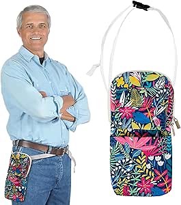 Nephrostomy Tube and Drainage Bag Cover with Adjustable Waist Strap & Catheter Pipe Cover for Nephrostomy Outer Bag Holder (Blue Pink)