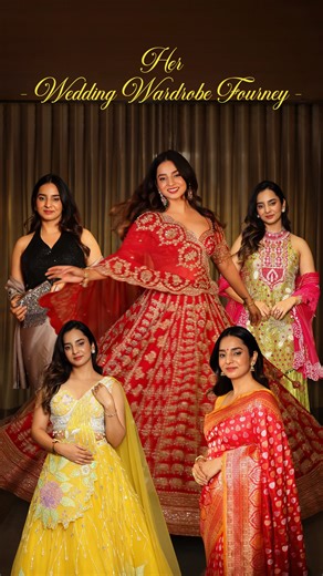 Saree.com By AsoPalav on Instagram: "🌺 The Bride’s Wardrobe, reimagined 🌺 A celebration told in five looks — from the vibrant charm of Mehendi, the sunshine glow of Haldi, the sanctity of Graha Pooja, the sparkle of Cocktail Night, to the timeless elegance of the Pheras. ✨ Every ensemble, a story. Every drape, a memory. Every detail, a promise of forever. 💍 📲 Call/WhatsApp us at +91 78628 79280 or DM to begin curating your own bridal journey with Saree.Com bridal wardrobe, mehendi outfit, ha