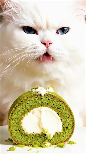 CAT MUKBANG! 🦞 MOST SATISFYING Cat Eating ASMR - Custard Pudding , Matcha Roll , Sticky Date Pudding