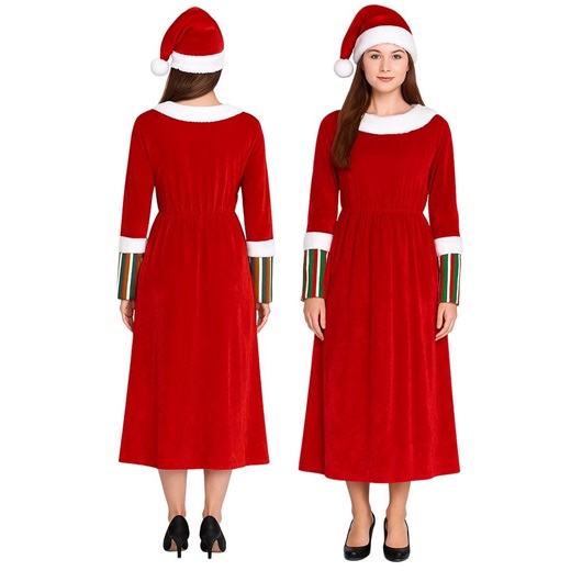 Mrs Claus Christmas Dress, Red Velvet Christmas Cosplay Costume Women, Holiday Party Costume, Handmade December Winter Vacation Long Suit - Etsy UK