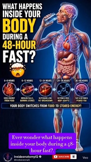 What Happens Inside Your Body During a 48-Hour Fast? 🤯 #48HourFast #Science #Anatomy #fatburning