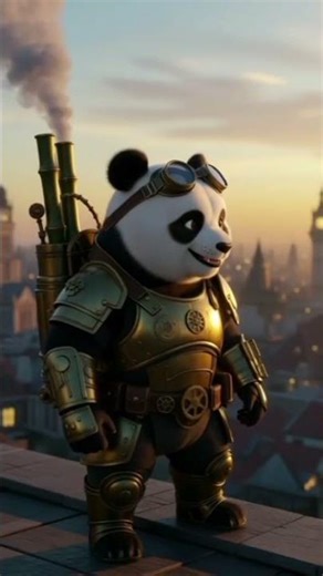 😱Steampunk Panda Unlocks The Secret Gear 🔐⚙️🐼 | Mystery Short"#feedshorts #funny#growthshorts