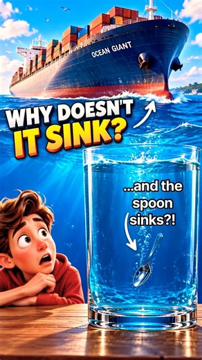 Why Your Steel Spoon Sinks (But a Ship Doesn't) 🥄😲 #science #physics #shorts