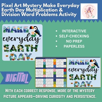 Mystery Digital Pixel NO PREP Make Everyday Earth Day Multiplication/Division