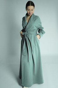 Soft Warm Floor Length Dressing Gown Organic Cotton / Warm Long Robe From Organic Cotton / Handmade Cotton Robe / Long Cotton Dressing Gown - Etsy