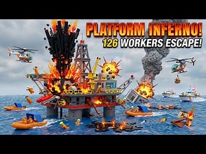 LEGO Oil Platform BLOWOUT! 🛢️🔥 Inferno at Sea - 126 Workers Jump! 😱