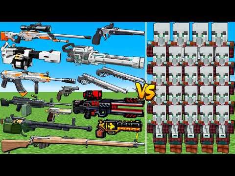 What TaCZ All Strong Gun Can Defeat The Most Every Pillager Mobs in Minecraft?