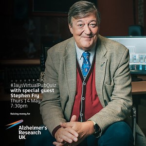 8.5K views · 141 reactions | Get this date in your diary! This Thursday night at 7:50pm, join Stephen Fry and Jay Flynn for The Virtual Pub Quiz. Put your knowledge to the test and help raise funds for vital dementia research. Quiz starts at 8.15pm after the clap for carers. For details and to sign up for a reminder visit alzres.uk/aruk-quiz | Alzheimer's Research UK | Facebook