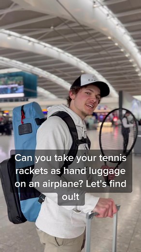 We put the age old question to the test - can you take your tennis racquets as hand luggage on an airplane? Watch to find out! #traveltennis #travelhacks #luggagehacks #airplanelife #onthego