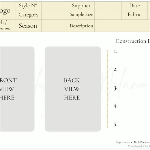 Fashion Tech Pack Template - Bekleidungs Designer Datenblatt (PDF / Canva) - Etsy.de