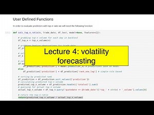 Volatility Forecasting | #MachineLearning in Finance - Lecture 4