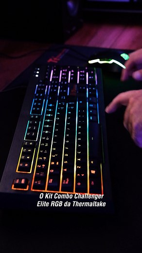 💥 Conheça o kit Combo Challenger Elite RGB da Thermaltake! 💥 Um kit completo com teclado e mouse repletos de funcionalidades. ⚡ Teclado com retroiluminação RGB de 6 zonas, 6 efeitos dinâmicos, **anti-ghosting de 19 teclas** e **N-key rollover** para jogabilidade fluida e ininterrupta. ⚡ Personalize suas estratégias com **5 macros programáveis** diretamente no teclado ou **on-the-fly**. ⚡ Mouse com iluminação RGB 16,8M, design ergonômico e sensor de até **3200 DPI**, garantindo precisão máxima 