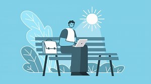 clip-1084630507-cartoon-man-working-on-park-bench-laptop