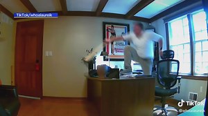 7.4M views · 131K reactions | A man's conference call on Zoom got a lot more exciting when an unexpected visitor came into his office. Even more exciting was CBS 2's Marie Saavedra's reaction to the video of the incident. | CBS Chicago | Facebook