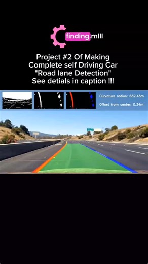 "MLPythonInsight" on Instagram: ""Road Lane Detection" This is Project #2, the 1st demo in our exciting journey towards building a fully autonomous car! Forget traffic signs for now – our initial focus is on enabling the car to expertly identify and understand road lanes. In this demo, you'll see our system utilizing advanced computer vision techniques. We're employing perspective transformation to get a clear, top-down view of the road, along with sophisticated color and gradient thresholding t