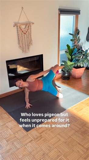 Lydia | Yoga for Real Life on Instagram: "Save this for a complete mini practice where you can get a perfect little yoga snack with all three clips! 1. Begin with some hip strength work. In this first exercise we are strengthening our backside and side seat (gluteus medius) which help with hip stability, mobility, and balance! I’m using a 5 pound weight but give or take. 10 lifts both sides. 2. Second clip is a one-stop-shop experience. With the figure four standing balance, we are stretching AN