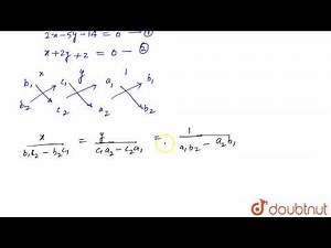 Solve the following pair of linear equations using cross multiplication method : {:(2x-5y=14),(x...
