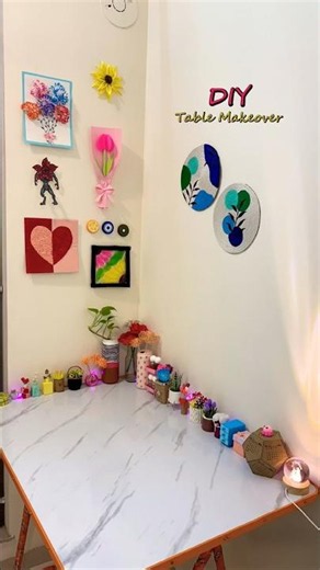 DIY Table Makeover ✨ White Self-Adhesive Paper Transformation 😍 #diy #art ‪@Meesho‬