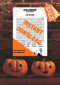 Halloween Word Search Printable With Answer Key - Etsy