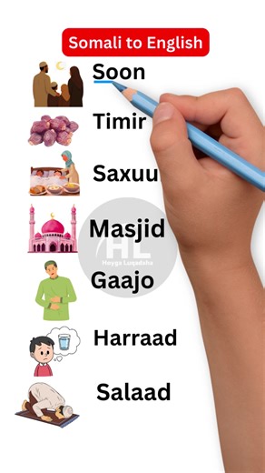 Learn English and Somali #englishsomali #englishiyosomali #hoygaluqadaha #ramadan2026☪️🕋🤲