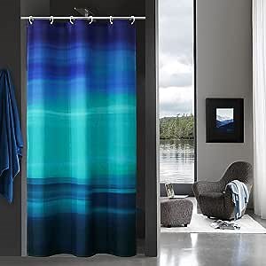 MitoVilla Blue Ocean RV Shower Curtain Liner 47 x 64, Abstract Camper Shower Curtain Set, Modern Travel Trailer Shower Curtain for Bathroom Decor, Beach Small Stall Fabric Shower Curtain 64 inch Long