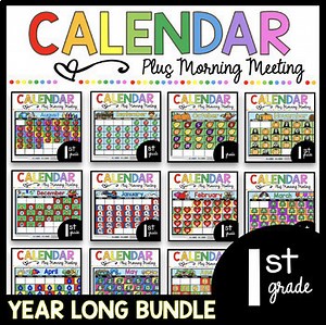 First Grade Calendar Morning Meeting Year-Long Bundle Google Slides Digital SEL
